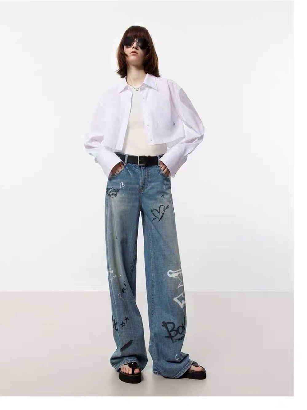 NWT MO&Co. White Cropped Button Down Minimalist Designer Shirt
